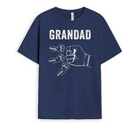 Personal Chic Personalised Dad, Grandpa & Kid Fist Bump T-Shirt - Personalised Gift for Fathers, Grandfathers for Father's Day, Christmas, Birthday (Navy, 2 Kids)