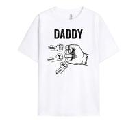 Personal Chic Personalised Dad, Grandpa & Kid Fist Bump T-Shirt - Personalised Gift for Fathers, Grandfathers for Father's Day, Christmas, Birthday (White, 4 Kids)