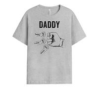Personal Chic Personalised Dad, Grandpa & Kid Fist Bump T-Shirt - Personalised Gift for Fathers, Grandfathers for Father's Day, Christmas, Birthday (Sport Grey, 2 Kids)