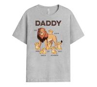 Personal Chic Personalised Daddy Lions T-Shirt - Personalised Gifts for Mother, Father for Christmas, New Year, Mother's Day, Father's Day, Birthday (Sport Grey, Model #4)