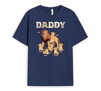 Personal Chic Personalised Daddy Lions T-Shirt - Personalised Gifts for Mother, Father for Christmas, New Year, Father's Day, Birthday (Navy, Model #8)