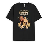Personal Chic Personalised Daddy Lions T-Shirt - Personalised Gifts for Mother, Father for Christmas, New Year, Mother's Day, Father's Day, Birthday (Black, Model #6)