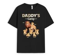 Personal Chic Personalised Daddy Lions T-Shirt - Personalised Gifts for Mother, Father for Christmas, New Year, Mother's Day, Father's Day, Birthday (Black, Model #7)