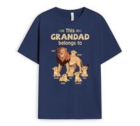 Personal Chic Personalised Daddy Lions T-Shirt - Personalised Gifts for Mother, Father for Christmas, New Year, Father's Day, Birthday (Navy, Model #6)
