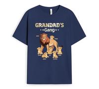 Personal Chic Personalised Daddy Lions T-Shirt - Personalised Gifts for Mother, Father for Christmas, New Year, Father's Day, Birthday (Navy, Model #7)
