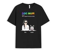 Personal Chic Personalised Dog Dad, Dog Mum - A Regular Dad, Mum But Cooler T-Shirt - Personalised Gift for Dog Lovers for Christmas, Mother's Day, Father's Day, Birthday (Dog Breed: C, Dog Mum)
