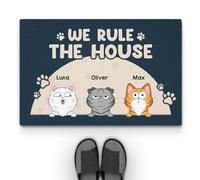 Personal Chic Personalised Door Mat - Cat We Rule This House - Welcome Mat, Funny Cat Doormat, Gifts for Cat Lovers, Custom Door Mat, Personalised Rug (#1)