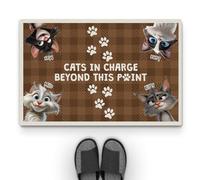 Personal Chic Personalised Door Mat - Cats in Charge Beyond This Print - Doormat For Cat Lovers, Funny Cat Doormat, Gifts for Cat Lovers, Personalised Rug, Welcome Mat, Custom Door Mat (#4)
