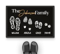 Personal Chic Personalised Door Mat - Family Members Footprints - Welcome Mat, Welcome Door Mat, Custom DoorMat, Personalised Rug, Personalised Mats (7 Members)