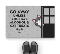 Personal Chic Personalised Door Mat - Go Away Unless You Have Alcohol And Cat Treats - Funny Cat Doormat, Gifts for Cat Lovers, Custom Door Mat, Personalised Rug, Welcome Mat (#1)