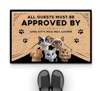 Personal Chic Personalised Door Mat - Guest Must Be Approved - Funny Cat Doormat, Gifts for Cat Lovers, Personalised Rug, cats doormat, Entrance door mat, Welcome mat (#5)