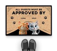 Personal Chic Personalised Door Mat - Guest Must Be Approved - Funny Cat Doormat, Gifts for Cat Lovers, Personalised Rug, cats doormat, Entrance door mat, Welcome mat (#2')