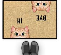 Personal Chic Personalised Door Mat - Hi, Bye - Welcome Mat, Funny Cat Doormat, Gifts for Cat Lovers, Custom Door Mat, Personalised Rug, Funny Door Mats (1 Cat)