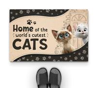 Personal Chic Personalised Door Mat - Spoiled Rotten Cats Live Here - Welcome Mat, Doormat For Cat Lovers, Funny Doormat, Gifts for Cat Lovers, Personalised Rug (2-Cats)