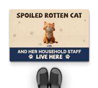 Personal Chic Personalised Door Mat - Spoiled Rotten Cats Live Here - Welcome Mat, Funny Cat Doormat, Gifts for Cat Lovers, Custom Door Mat, Personalised Rug (#1)