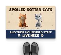 Personal Chic Personalised Door Mat - Spoiled Rotten Cats Live Here - Welcome Mat, Funny Cat Doormat, Gifts for Cat Lovers, Custom Door Mat, Personalised Rug (#2)