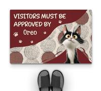 Personal Chic Personalised Door Mat - Visitors Must Be Approved By The Cat - Doormat For Cat Lovers, Personalised Rug, Welcome Mat, Custom Door Mat (#1)