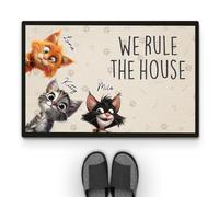 Personal Chic Personalised Door Mat - We Rule The House Cat - Funny Cat Doormat, Welcome mat, Gifts for Cat Lovers, Personalised Rug, Custom Door Mat, Cat rug, Entrance door mat (#3)