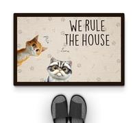 Personal Chic Personalised Door Mat - We Rule The House Cat - Funny Cat Doormat, Welcome mat, Gifts for Cat Lovers, Personalised Rug, Custom Door Mat, Cat rug, Entrance door mat (#2)