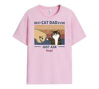 Personal Chic Personalised Fist Bump Best Cat Dad, Cat Mum Ever Just Ask T-Shirt - Personalised Gifts for Cat Lovers on Christmas, Halloween, Mother's Day, Father's Day, Birthday (Light Pink, 2 Cats)