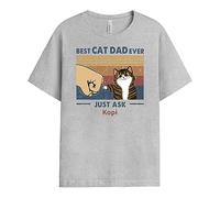 Personal Chic Personalised Fist Bump Best Cat Dad, Cat Mum Ever Just Ask T-Shirt - Personalised Gifts for Cat Lovers on Christmas, Halloween, Mother's Day, Father's Day, Birthday (Sport Grey, 4 Cats)