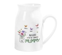 Personal Chic Personalised Flower Vase - Blessed To Be Called Grandma - Jug vases for flowers, ceramic vase, granny vase, mum vase, grandma garden gifts (3 kids)
