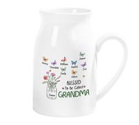 Personal Chic Personalised Flower Vase - Blessed To Be Called Grandma - Jug vases for flowers, ceramic vase, granny vase, mum vase, grandma garden gifts (8 kids)