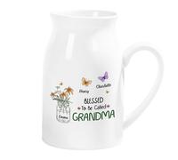Personal Chic Personalised Flower Vase - Blessed To Be Called Grandma - Jug vases for flowers, ceramic vase, granny vase, mum vase, grandma garden gifts (2 kids)