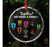 Personal Chic Personalised Glass Ornament - Together We Make a Family - Christmas tree decorations personalised, Hanging decor xmas, personalised xmas tree baubles (8 members)