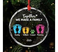 Personal Chic Personalised Glass Ornament - Together We Make a Family - Christmas tree decorations personalised, Hanging decor xmas, personalised xmas tree baubles (4 members)