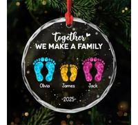 Personal Chic Personalised Glass Ornament - Together We Make a Family - Christmas tree decorations personalised, Hanging decor xmas, personalised xmas tree baubles (3 members)