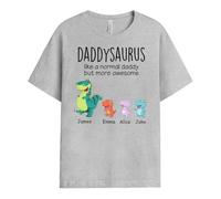 Personal Chic Personalised Grandadsaurus Grandmasaurus's Gang Belongs to T-Shirt - Personalised Gift for Dad and Mum for Mother's Day, Father's Day, Birthday and Christmas (1 Kid, Model #1)