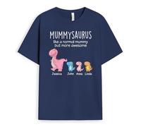 Personal Chic Personalised Grandpasaurus, Grandmasaurus T-Shirt - Gifts for Dad, Mum, Grandpa, Grandma for Mother's Day, Father's Day, Christmas, Birthday (3 Kids, Navy)