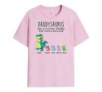 Personal Chic Personalised Grandpasaurus, Grandmasaurus T-Shirt - Gifts for Dad, Mum, Grandpa, Grandma for Mother's Day, Father's Day, Christmas, Birthday (Light Pink, 5 Kids)