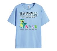 Personal Chic Personalised Grandpasaurus, Grandmasaurus T-Shirt - Gifts for Dad, Mum, Grandpa, Grandma for Mother's Day, Father's Day, Christmas, Birthday (Light Blue, 2 Kids)