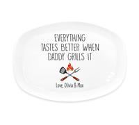 Personal Chic Personalised Grill Plate - Everything Tastes Better When Daddy Grills It - BBQ Daddy, Father's Day Grill Plate, Personalised Father Day Gifts, BBQ Plates, Grandad Gifts (Model #7)
