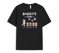 Personal Chic Personalised Happy Grandad's Gang, Grandma's Gang T-Shirt - Personalised Gift for Mum and Dad for Mother's Day, Father's Day (UK, Alpha, S, 5XL, Regular, Regular, 4 Kids)