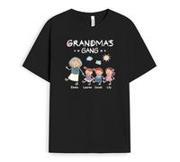 Personal Chic Personalised Happy Grandad's Gang, Grandma's Gang T-Shirt - Personalised Gift for Mum and Dad for Mother's Day, Father's Day (UK, Alpha, S, 5XL, Regular, Regular, 3 Kids)
