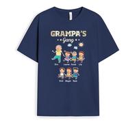 Personal Chic Personalised Happy Grandad's Gang, Grandma's Gang T-Shirt - Personalised Gift for Mum and Dad for Mother's Day, Father's Day (UK, Alpha, S, 5XL, Regular, Regular, 6 Kids)