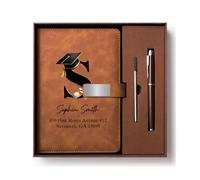Personal Chic Personalised Leather Notebook and Pen Set - I Trust The Next Chapter - phd graduation gifts, personalised graduation gifts, personalised notebook, graduation presents (Model #2)