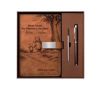 Personal Chic Personalised Leather Notebook and Pen Set - Thank You Notebook Set for Teacher - personalised notebook and pen set, teacher notebook, teacher gifts, personalised journal (#Model 3)