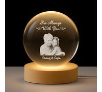Personal Chic Personalised Memorial Crystal Ball Lamp with Photo - Forever Loved Mom and Dad - Photo snow globe, 3d crystal photo, personalised snow globe photo, personalised crystal ball (Model #7)