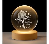 Personal Chic Personalised Memorial Crystal Ball Lamp with Photo - Forever Loved Mom and Dad - Photo snow globe, 3d crystal photo, personalised snow globe photo, personalised crystal ball (Model #4)