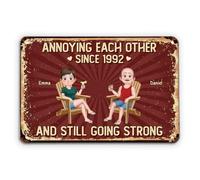 Personal Chic Personalised Metal Sign - Annoying Each Other Since And Still Going Strong Couple - Annoying Each Other Since Plaque, Couple Gifts, Marriage Anniversary, Home Signs Wall Decor (Model #2)