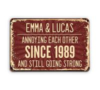 Personal Chic Personalised Metal Sign - Annoying Each Other Since And Still Going Strong Couple - Annoying Each Other Since Plaque, Couple Gifts, Marriage Anniversary, Home Signs Wall Decor (Model #4)