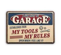 Personal Chic Personalised Metal Sign for Dad/Grandad - My Tools My Rules - dad sign, parking sign, shed signs, personalised father day gifts, father day gifts, dad birthday gifts (Model #1)