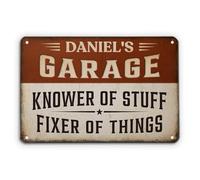 Personal Chic Personalised Metal Sign - Knower of Stuff Fixer Of Things - Dad Sign, Personalised Father Day Gifts, Gifts For Fathers Day, Garage Signs For Dad, Shed Signs, Grandad Gift (Model #1)