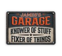 Personal Chic Personalised Metal Sign - Knower of Stuff Fixer Of Things - Dad Sign, Personalised Father Day Gifts, Gifts For Fathers Day, Garage Signs For Dad, Shed Signs, Grandad Gift (Model #6)