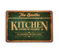 Personal Chic Personalised Metal Sign - Serving Up Memories Kitchen - Vintage Kitchen Accessories, Retro Metal Signs, Personalised Kitchens Sign, Kitchens Plaques (Model #2)
