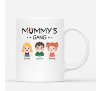 Personal Chic Personalised Mummy Grandmas Gang Mug - Personalised Gift for Mum for Christmas, Mother's Day, Birthday, Anniversary (2 Kids, Model #3)